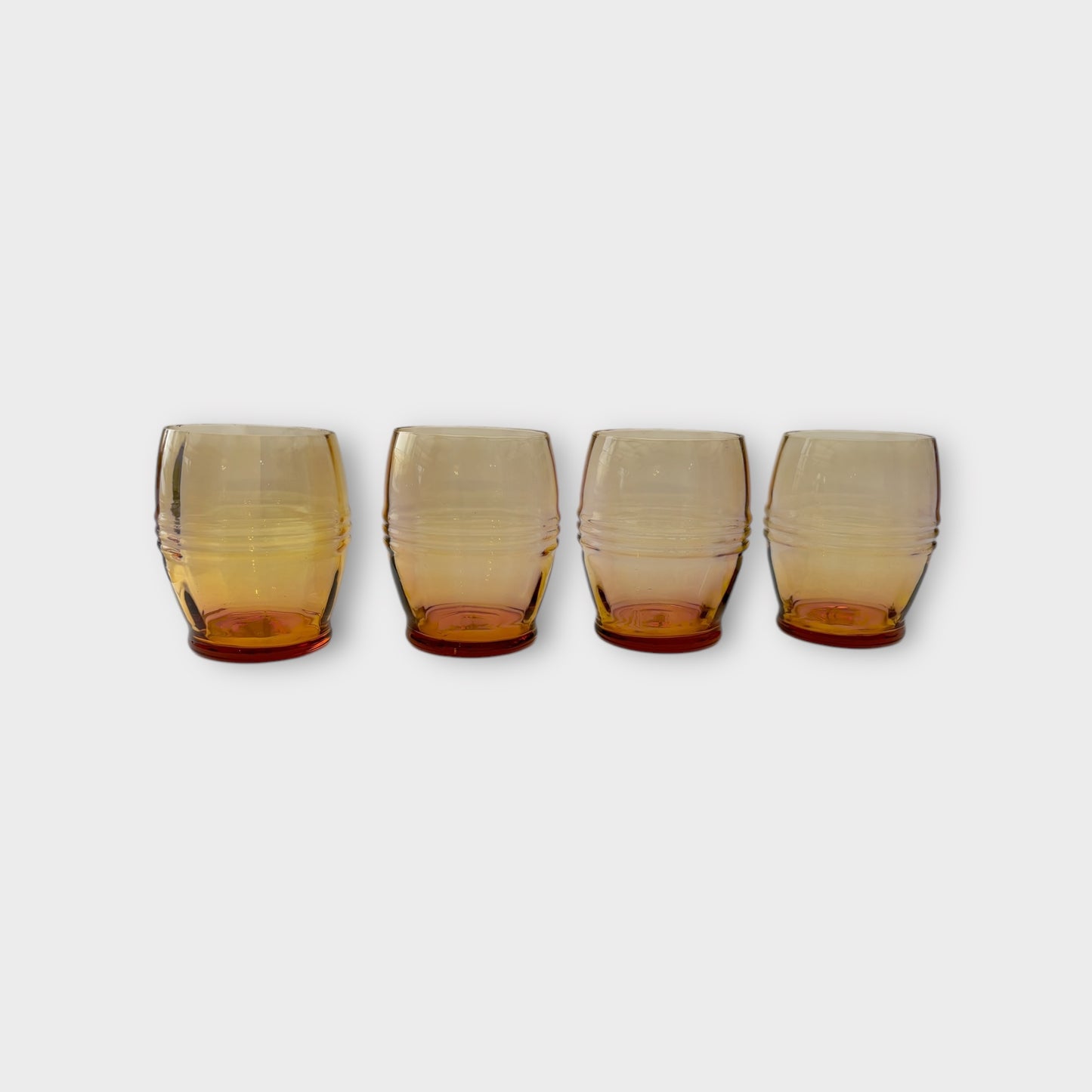 Vintage Hand-Blown Amber Glass Water Jug with 4 Matching Glasses – Elegant Retro Charm