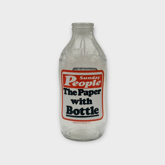 Vintage 1980s Express Dairies 1-Pint Milk Bottle – Sunday People Newspaper Advertisement