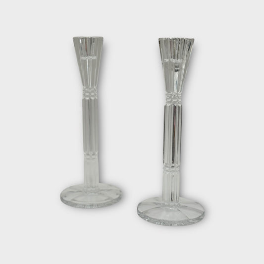 Vintage Cristal d'Arques Candle Holders – Pair - Elegant French Glassware (8.5 inches)