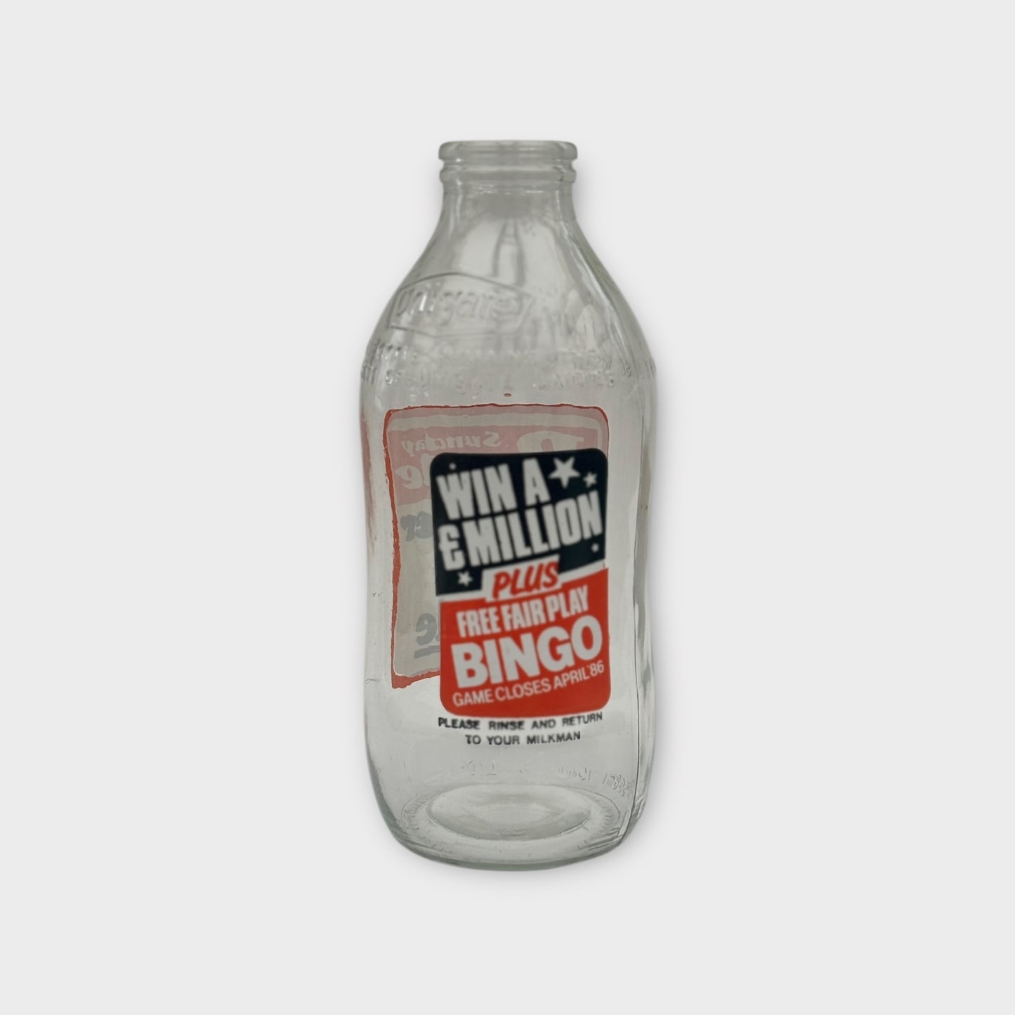 Vintage 1980s Express Dairies 1-Pint Milk Bottle – Sunday People Newspaper Advertisement