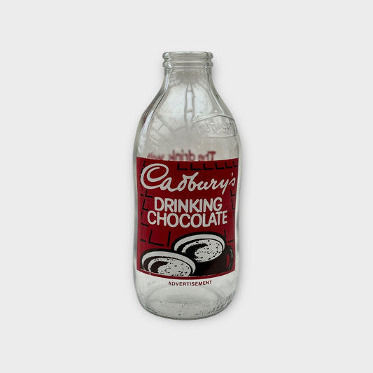 Vintage 1980s Unigate 1-Pint Milk Bottle – Cadbury's Drinking Chocolate Advertisement