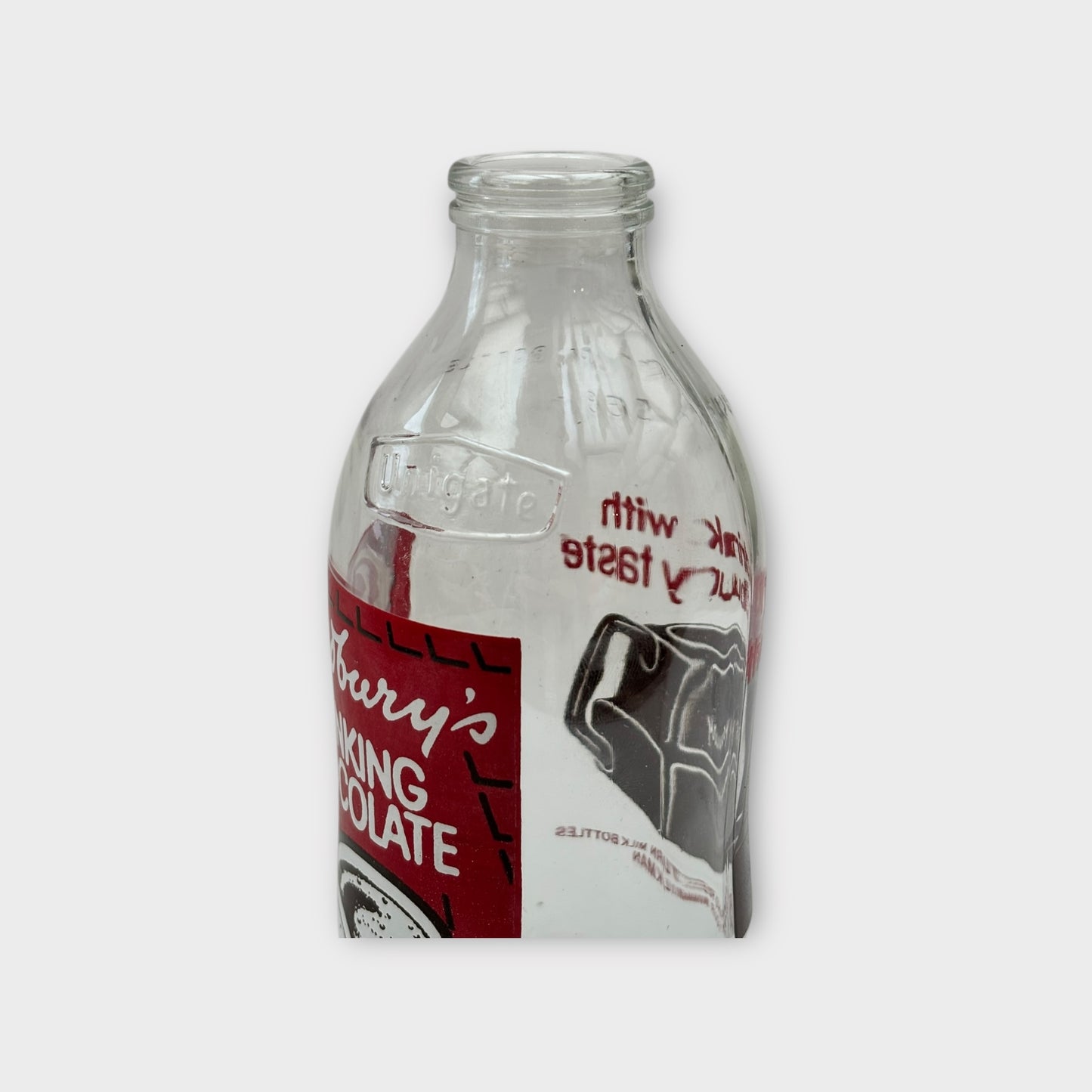 Vintage 1980s Unigate 1-Pint Milk Bottle – Cadbury's Drinking Chocolate Advertisement