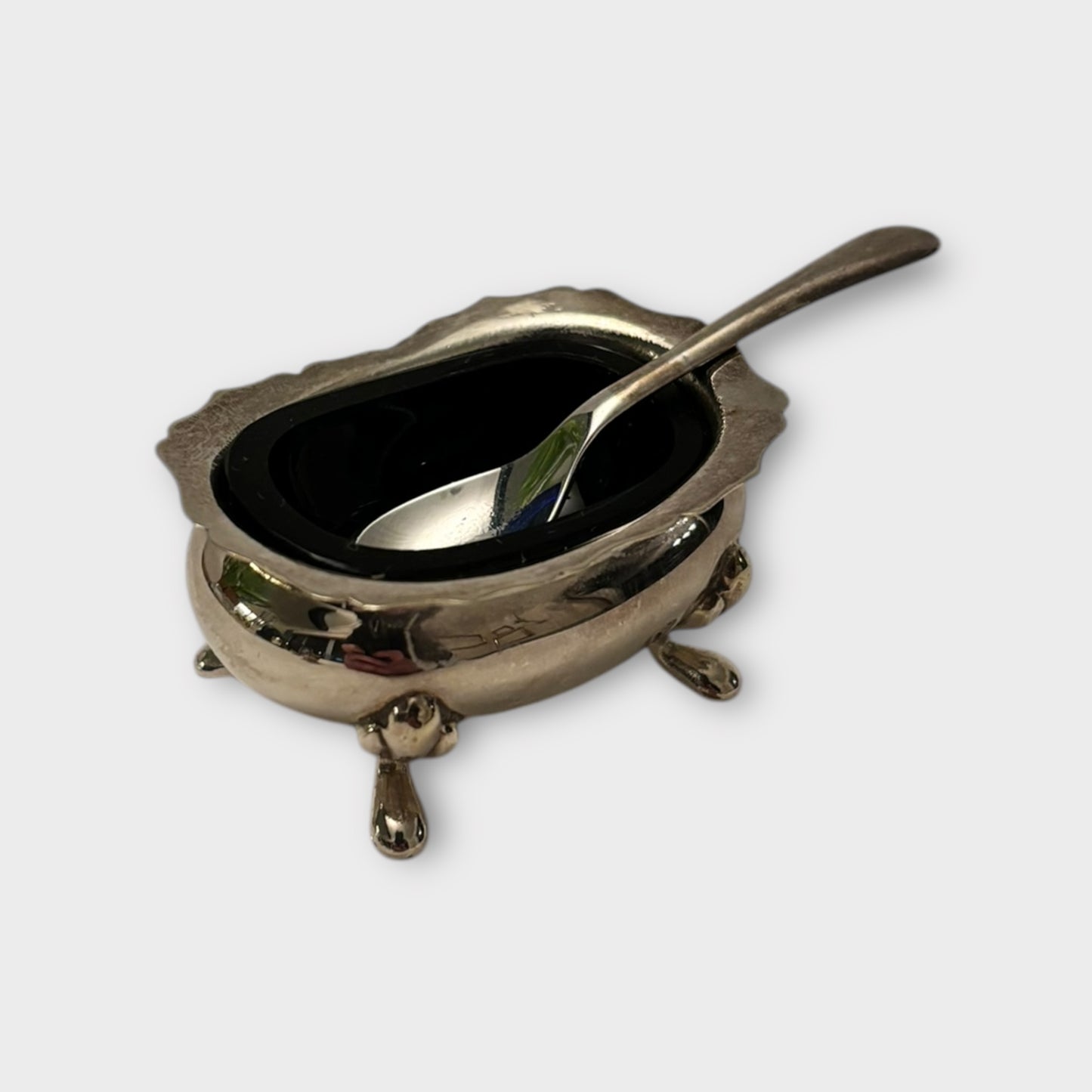 Silver-Plated Open Salt and Matching Mustard Pot (1960s)