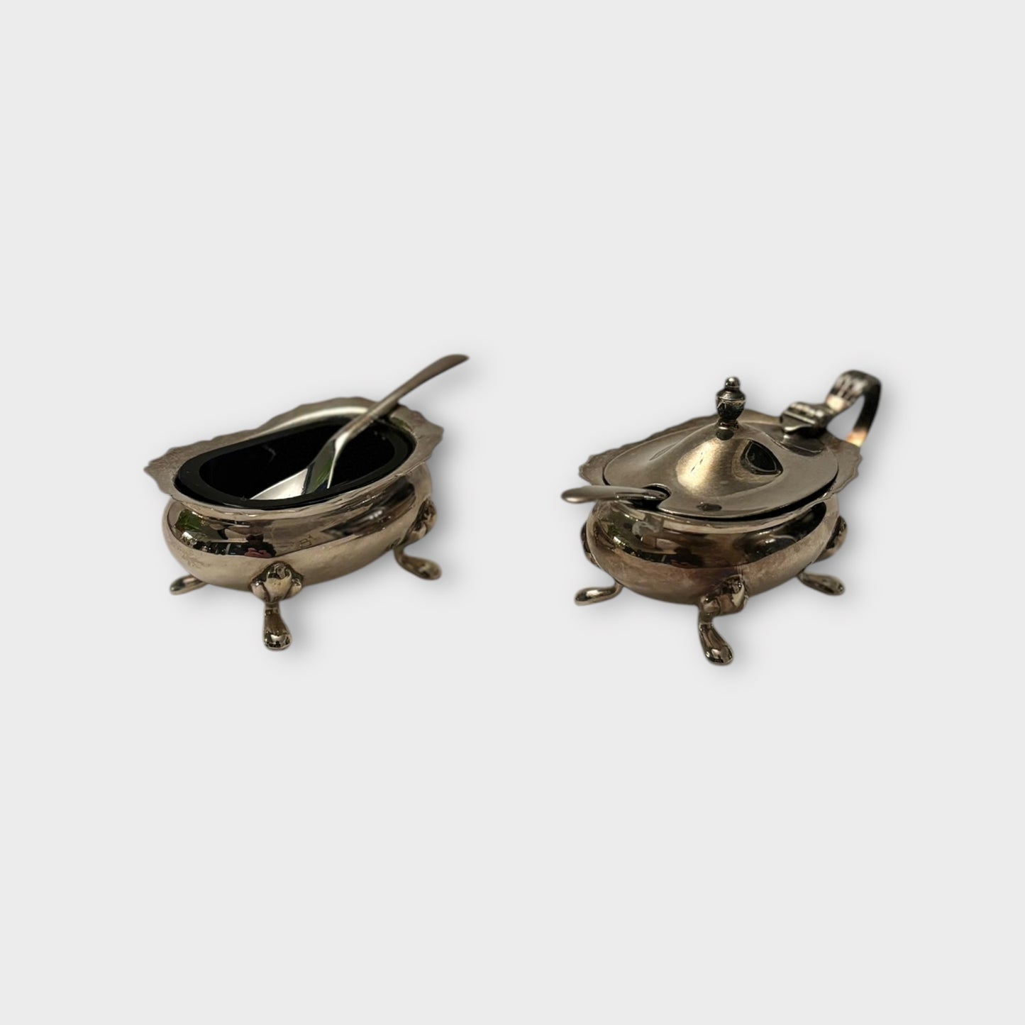 Silver-Plated Open Salt and Matching Mustard Pot (1960s)