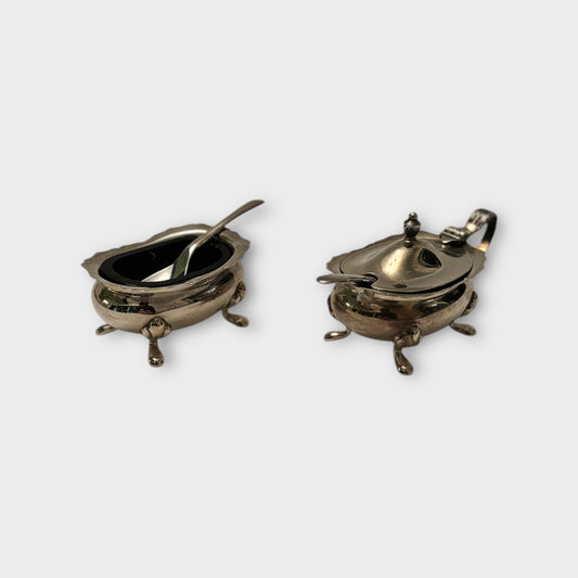 Silver-Plated Open Salt and Matching Mustard Pot (1960s)